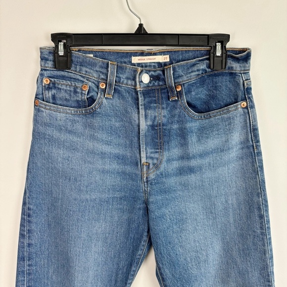 LEVI’S Wedgie Straight Jeans Button Fly Raw Hem Size 27 - Picture 3 of 13